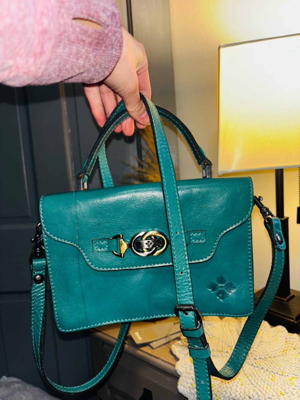 Patricia Nash Womens Vintage Green Porcili Top Handle Bag